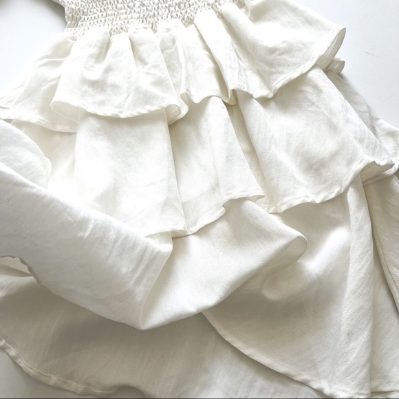 Lioness White Linen-Blend Ruffle 'Cuban' Dress M - Picture 3 of 15